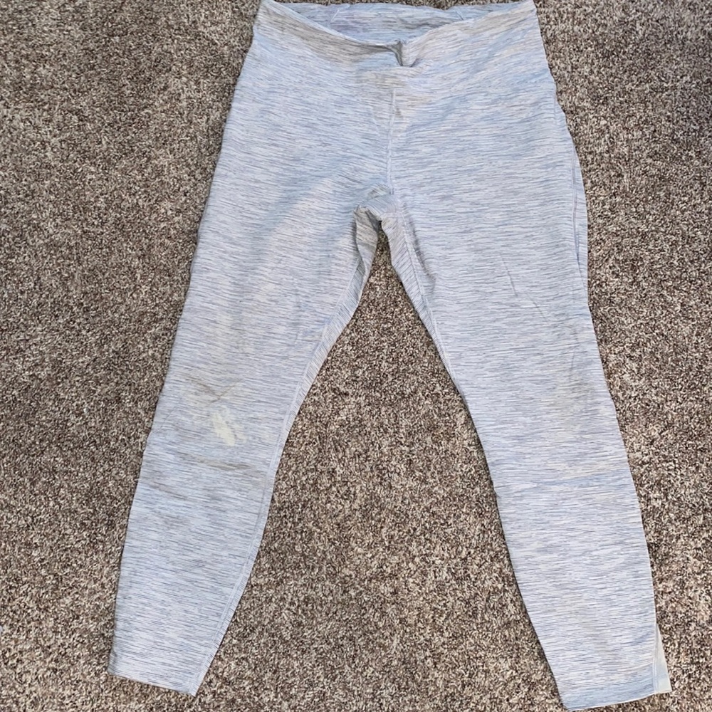 White with gray striped leggings